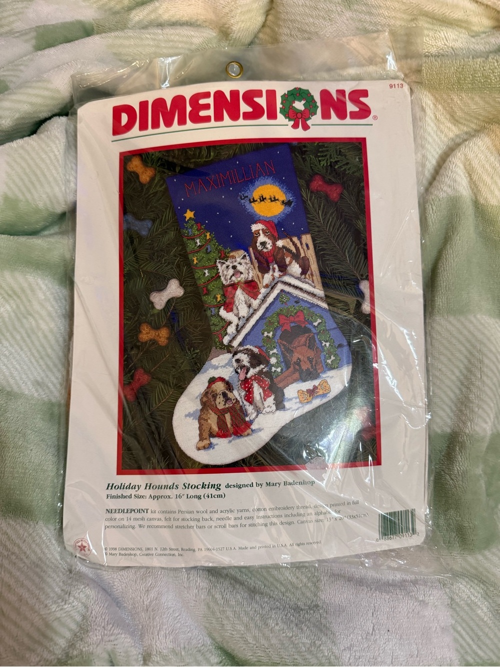 New Dimensions Holiday Hounds Needlepoint Christmas Stocking - Multi-Color 9113